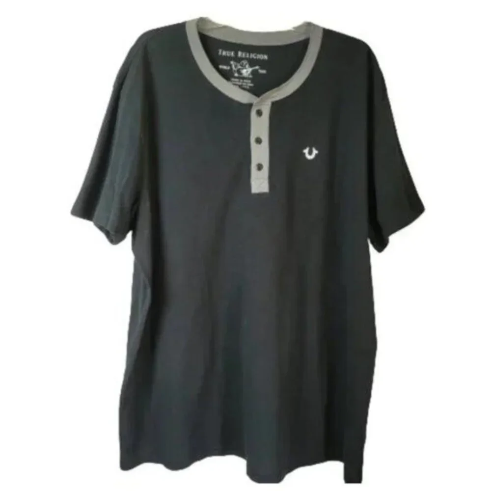 True Religion Henley Short Sleeve Shirt Size 3XL